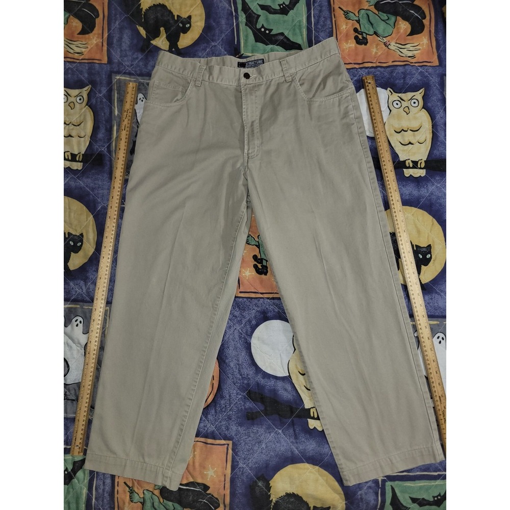 Vintage Structure Pants Size 36x28 Wide Leg Khaki Chino Y2K Grunge